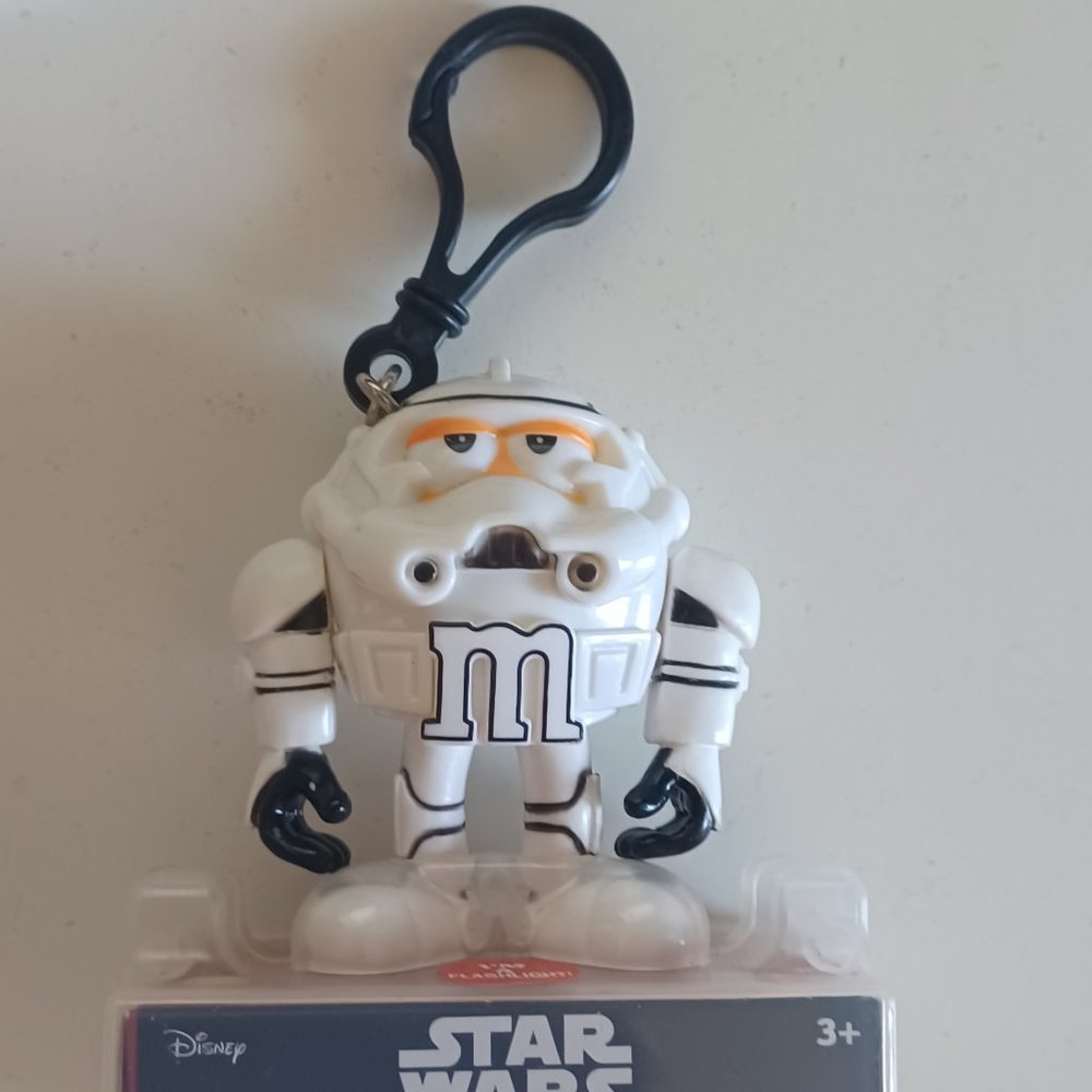Collectible Disney Star Wars Storm Trooper Orange M&M Figural Flashlight w/clip